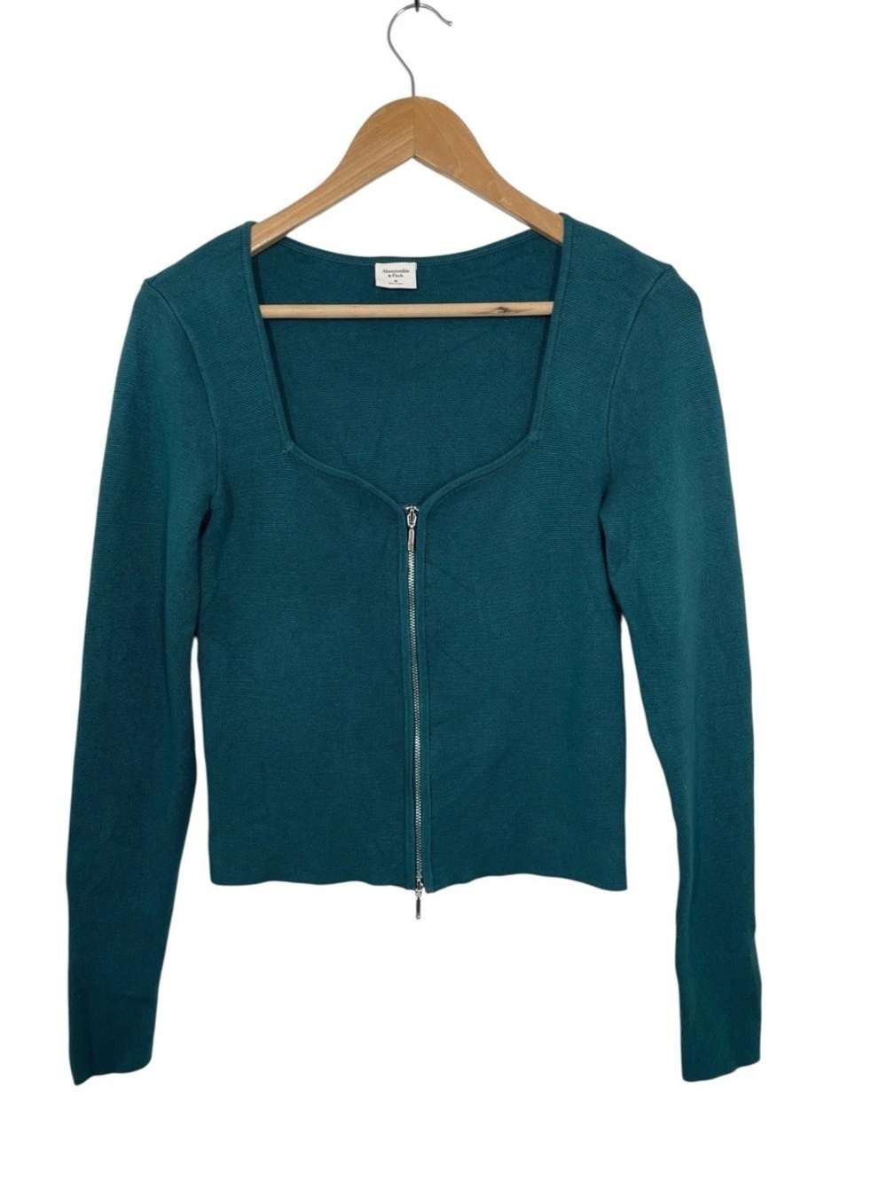 Abercrombie & Fitch Teal Zip-Front Sweater